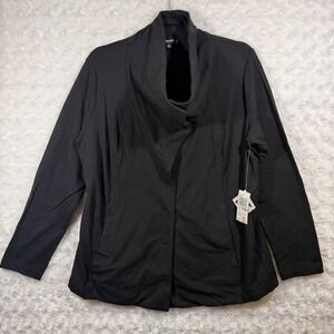 Premise Studio Woman Size OX Black Organic Cotton Funnel Neck Snap Jacket New